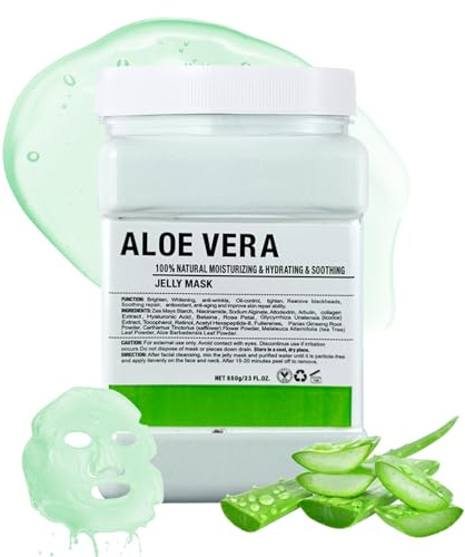 Masque en Poudre pour Soins du Visage, Hidratante y Nutritivo Masque en Gelée Peel-Off, Professionnelle Uso en Spa Jelly Face Mask Powder, Hidratación Profunda 23 Fl Oz (Aloe Vera)