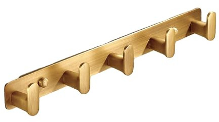 Gcljlmy Garderobenständer, Wandmontage, Handtuchhalter, Organizer, 5 Haken, modische dekorative Messing-Wandhaken zum Aufhängen für Bademäntel, Hotelküche