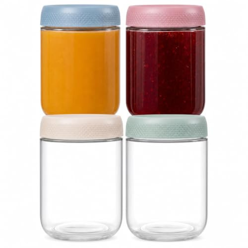Chelo Bocaux Verre Hermétiques Anti-Fuite Empilables Sans BPA 4x500ml | Anti-fuite avec joint silicone