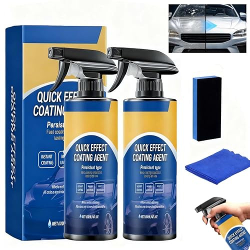 2 Pcs Quick Effect Coating Agent, 3 in 1 High Protection Car Quick-Acting Coating Agent Spray, Multifunctional Car Polish Ceramic Coating Spray for Shine and Protection