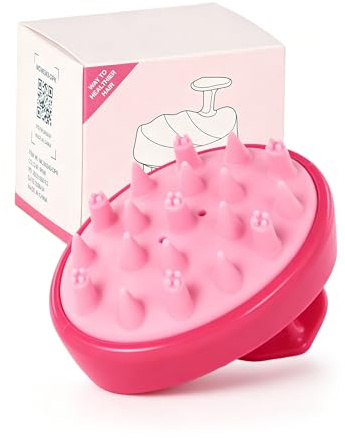 Oak & Tea Soft Silicone Scalp Massager, Wet & Dry Shampoo Hair Brush for Hair Growth and Care, Head Scrubber for Dandruff Removal, Scalp Relaxation, Pink