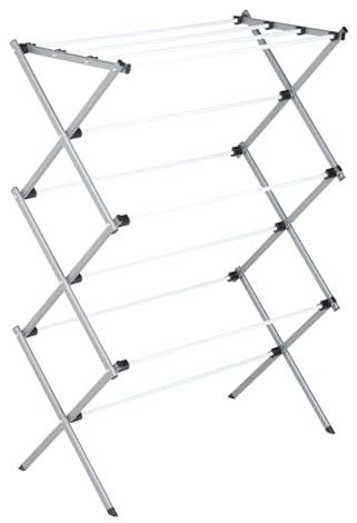 Honey-Can-Do Deluxe Metal Collapsible Clothes Drying Rack, 50 lbs, 29 x 14.2 x 42.1, White & Grey