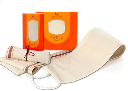 Carenesse Set Körperpeeling & Rückenpeeling I Peelinghandschuh Körper & Peelinggurt Rücken I Hamam Peeling natürlich & effektiv I Body Scrub exfoliating I Ohne Chemie & Plastik | Porentiefe Reinigung, Natürlich & effektiv, Ohne Chemie & Plastik, Samtweiche Haut