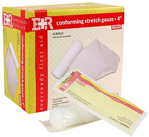 Ever Ready First Aid Sterile Conforming Gauze Roll Bandage - Box of 12-4 inch