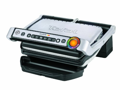 Tefal 2000W OptiGrill Automatic Thickness/Temperature Measurement with Unique LED Cooking Level Indicator - Black and Silver