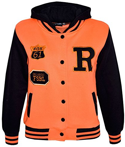 A2Z 4 Kids® Barn Flickor Pojkar R Fashion FOX Baseball - B.B Jacket New Fox Neon Orange 9-10