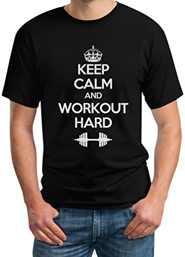 Gym Kraftsport Kleidung - Keep Calm and Workout Hard Schwarz XL T-Shirt