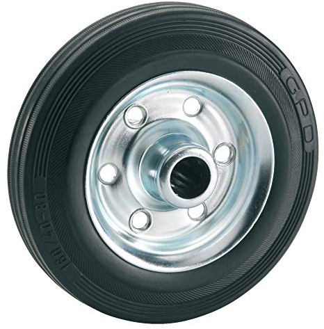 Dörner + Helmer 5400177 Ruota in Gomma Piena, Cerchione in Acciaio, Colore Nero, Misure 180 Mm