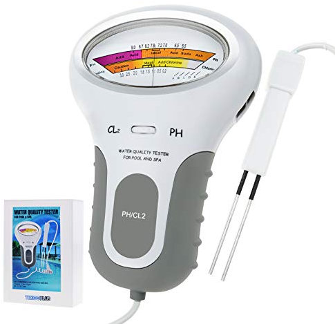 TEKCOPLUS Portable 2 in 1 qualità dell'Acqua PH CL2 Chlorine Level Tester Misuratore di Livello per Piscina