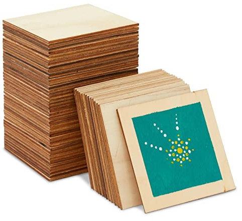 Unfinished Wood Squares for Crafts, 60-Pack of Wooden Tiles for DIY Wall Art, Games, 7.6 x 7.6 cm Each