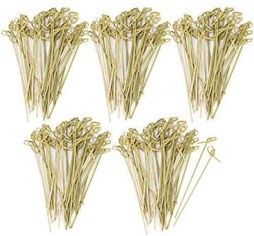 com-four® 200x Spiedini di Finger Food in Bambù û Stecchini in Legno con Nodi per un Aspetto Elegante - Ideali per Buffet o Gastronomia (200 pezzi - 15 cm con nodi)