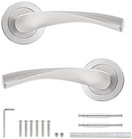 Probrico Internal Door Handle Door Lever Set on Rose - Brushed Nickel (Door Handle)