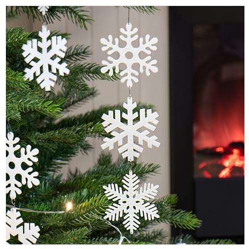 com-four® 8X Tannenbaumschmuck Set, Schneestern-Anhänger, Weihnachtsbaum-Hä | Christbaumschmuck Schneeflocke - Eiskristalle