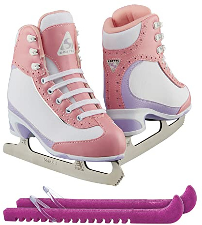 Jackson Ultima Softec Vista ST3201 Figure Ice Skates for Girls/Color: Pink, Size: Youth 1 Bundle with Skate Guards