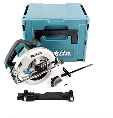 Makita HS 7601 J 1200 W Sierra circular manual en Makpac con hoja de sierra MForce de 190 mm + adaptador de riel guía Makita C