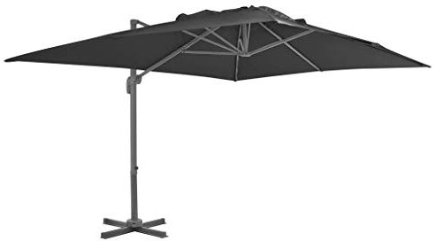 Festnight Ombrellone da Giardino in Alluminio, Ombrello Parasole da Esterno a Sbalzo con Palo 4x3 m Nero