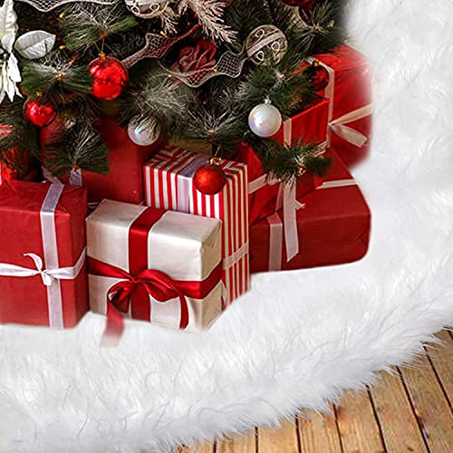 Baumdecke Weihnachtsbaum Decke, Runde Form Schneeflocke Weiß Plüsch Christbaumständer Teppich für Weihnachtsfeiertag Dekorationen, Weihnachtsbaumrock Christmas Decorations