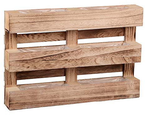 UNUS - Fioriera decorativa in legno, a forma di bancale, 60 x 41 x 8,5 cm (fiammata)