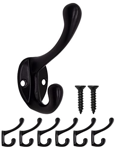 Fuxxer 6x Kleine Garderoben-Haken, Wand-Haken, Handtuch-Haken, Antikes Vintage Design, Schwarz