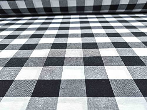 RIVERO Tejidos. 2.50 metros de Tejido Vichy cuadro grande de 30 mm en color negro con 280 cm de Ancho. Metraje 2,50m. Ideal para la confección de manteles, Cortinas.