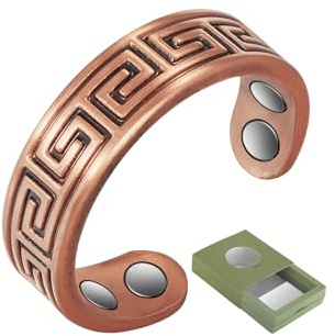 Pulsera magnética de cobre puro para hombre y mujer, estilo vintage, 19,1 cm, idea de regalo para hombre, 7.5 inches, Cobre