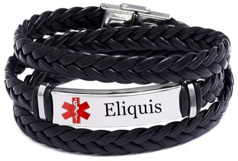 KBNSUIAN Medicinsk varning läderarmband ID wrap, anpassad nödsituation, livräddande larmarmband, gratis gravering, smycke för patient