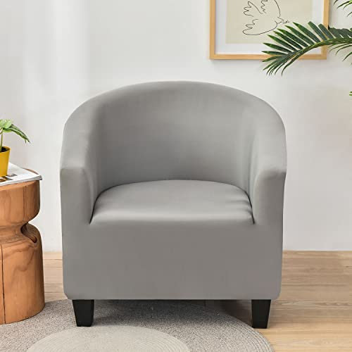 YOPOIY Clubsessel-Schonbezüge für Sessel, Einfarbig Stretch Sesselhusse Moderne Stilvolle Couchbezug 1 Stück Möbelabdeckung für Wohnzimmer-hellgrau-Einheitsgröße