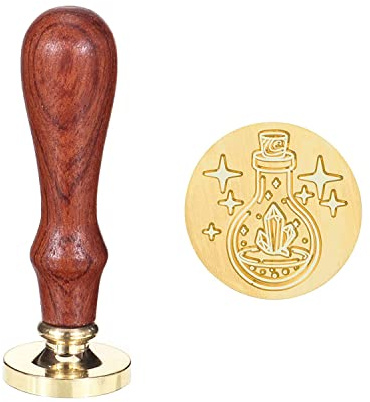 Povhhee Zauber Trank mit Kristall Wachs Siegel Stempel, 30Mm Vintage Messing Kopf Siegel Stempel, Zur VerschöNerung Von Einladungen