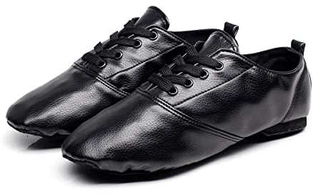 Zapatos de Ballet de Jazz con Cordones, Zapatillas Danza PU Cuero Comodos Adultos Zapatillas Baile Moderno Salon Jazz Gimnasia para Mujer Negro 42