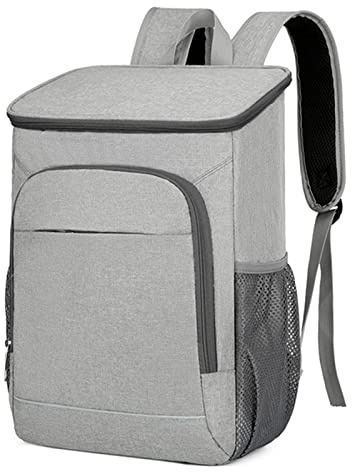 Lixada Mochila Nevera Aislante, 30L, Impermeable, Gris - Mochila Nevera para Pesca, Camping, Pícnic, Senderismo, Ciclismo, Playa, Trabajo/Escuela