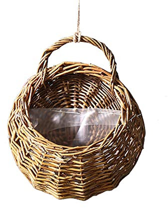 Panier De Fleurs À Suspendre Panier De Fleurs En Rotin En Osier Récipient Vase Suspendu Mural À La Main En Osier Tissé Fleur Pot Plante Porte-Conteneur Pour Décorations Murales Mariage De Jardinage