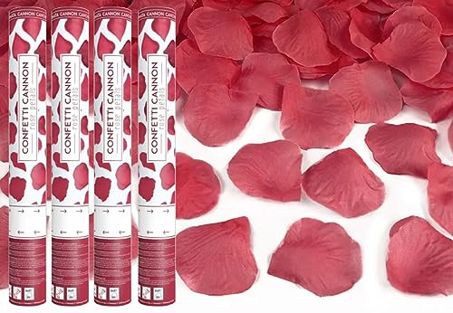 Confetti Cannon For Party, Wedding, Birthday, Anniversary, Baby Shower | Confetti Shooter Popper 40 cm | 4 pcs (Red Rose Petals)