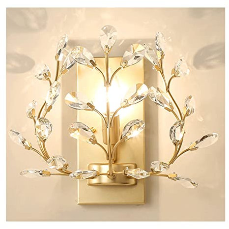 LUOYAOB Wandleuchten Vintage Elegante Wandleuchte aus Kristall Blume Zweig Kristall Wandleuchter Wandleuchte for Schlafzimmer Nachttisch Wohnzimmer Flur Badezimmer Spiegel Dekor Lampe (Color : Gold)