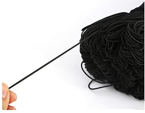Elastisches Seil 1mm 2mm 3mm 4mm weiße Schwarze runde elastische Bänder Gumminähte Seilbandkabel Hochzeit for DIY. Kleidung Zubehör nähen. Seil Elastisch (Color : Black, Size : 5M)