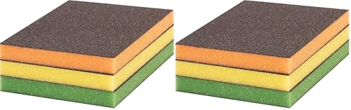 Bosch Professional 3X Expert S473 Standard-Teller (Schleifschwamm für Weichholz, Farbe auf Holz, 98 x 120 x 13 mm, Feinheitsgrad Mittel/Fein/Superfein, Zubehör Handschleifen) (Packung mit 2)