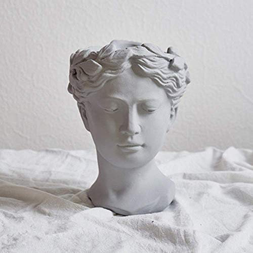 PacuM Fioriera da Giardino Ritratto Creativo Testa retrò Gesso Cemento Vaso Ornamento Fiore Dea Greca Statua Decorazione (Colore: H)