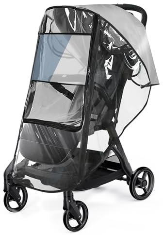 Universal Regenschutz für Kinderwagen, Komfort Regenverdeck für Buggy Sportwagen mit Fenster Windschutz, Schadstofffrei, Gute Luftzirkulation, Schutz vor Schmutz