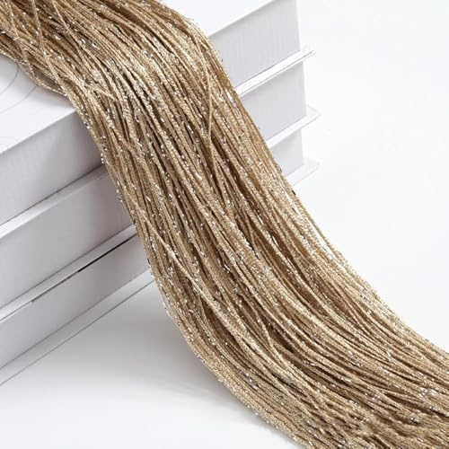SYSUII 2 Stück 100 x 200 cm Fadenvorhang Fadengardine Fliegenvorhang Terrassentür Dekovorhang Raumteiler Türvorhang Fenstervorhang Fadenvorhänge Seilvorhang für Türen, Wohnzimmer Dekoration -Sekt