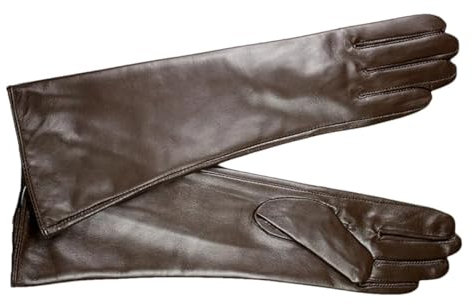 Lange Schaffellhandschuhe Damen Leder Mode Herbst und Winter Warme Fingerhandschuhe, braun, 6 1/2