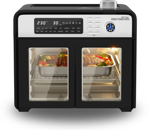 STARLYF Double Door Oven 28L Air Fryer | 18 Cooking Programs, 1700W Convection, Grill, Rotisserie & Dehydrator | LCD Display, Dual Door Design, Multifunction Countertop Oven