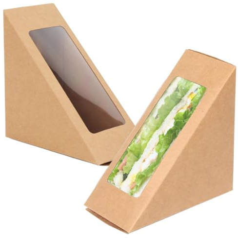 MEETOZ Disposable Cake Box, Deep Fill Triangles Box, Triangle Sandwich Cupcake Containers with Window