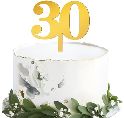 Number 30 Cake Topper Happy 30th Birthday Cake Topper Gold Mirror Anniversary Cake Decoration Party Cake Decorations Supplies