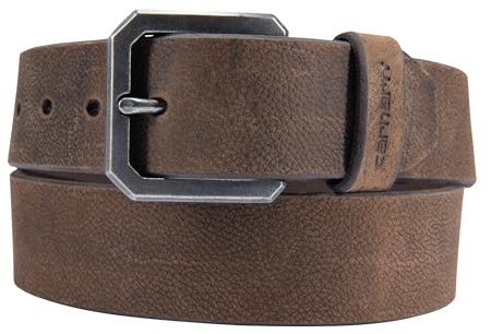 Carhartt Men's Durable Full Grain Saddle Leather Classic Belts, W/Rugged Antique Nickel Hardware, Dark Brown, 38