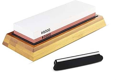 ISCBAFYX Aiguiseur de Couteaux Whetstone Side Girt Cuisine Pierre à aiguiser Meule Pierre à Huile Honing Outil 240/600/800/1000/3000/6000 Ensemble (Couleur : 3000 8000 Stand Set)