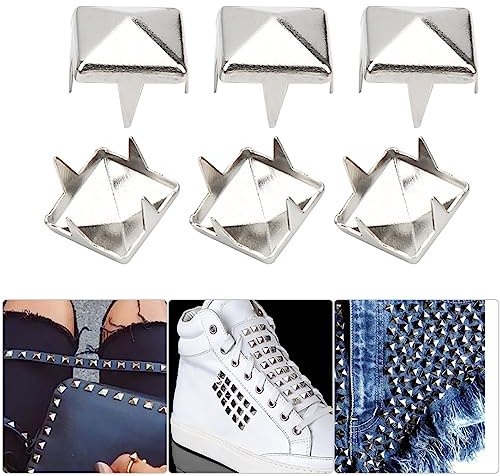400 Juegos De Tachuelas De Metal Para Ropa, Remaches De Cuero, Púas Para Manualidades, Tachuelas Piramidales, Tachuelas Cuadradas, Bolsos, Zapatos, Accesorios Para Cinturones(4mm-Plata)