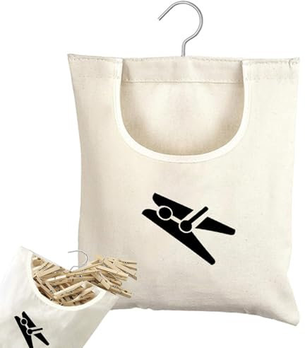 Bolsa Para Pinzas Para La Ropa, Bolsa Con Clip Para Pinzas Para La Ropa, Bolsa Con Clip, Para Hasta 100 Pinzas Para La Ropa, Soporte Para Pinzas Para La Ropa Con Gancho Para Colgar Para Uso Doméstico