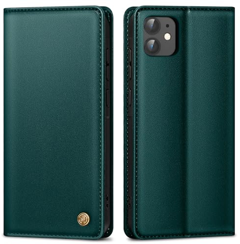 AIMOYU Handyhülle für iPhone 11, Premium Lederhülle Schutzhülle Tasche mit Kartenfach und Standfunktion, Klappbarer Flip Case