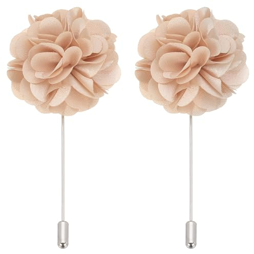 PATIKIL 2 Stück Blumenanstecker Pin Reversnadel für Herren Brosche Creme | Abschluss Outfit Zubehör, Camellia Blume, Für Anzug Hochzeit Abschluss Jubiläum