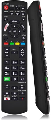 Replacement Panasonic TV Remote Control, Universal Panasonic TV Remote for All HD LCD LED Plasma Viera Smart TV with 3 Shortcut Buttons, No Setup Required
