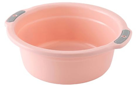 Plastic Washing Basin, Multipurpose Light Face Baby Adult Foot Washbasin Household Washing Basin with Double Handles for Home Bathroom (Small‑Peach Pink)